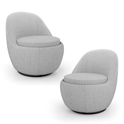 Kit 02 Poltronas Orgânicas Living Memphis Base Giratória Linho Cinza Claro - Desk Design