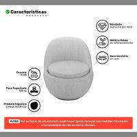 Kit 02 Poltronas Orgânicas Living Memphis Base Giratória Linho Cinza Claro - Desk Design - 3