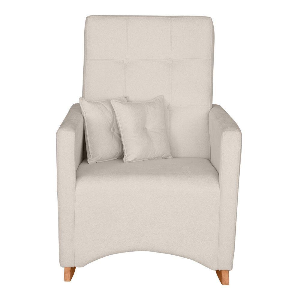 Poltrona De Amamentação E Descanso Anne Com Base Balanço E Puff Bouclé Off White - Desk Design - 3