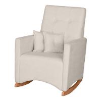 Poltrona De Amamentação E Descanso Anne Com Base Balanço E Puff Bouclé Off White - Desk Design - 5