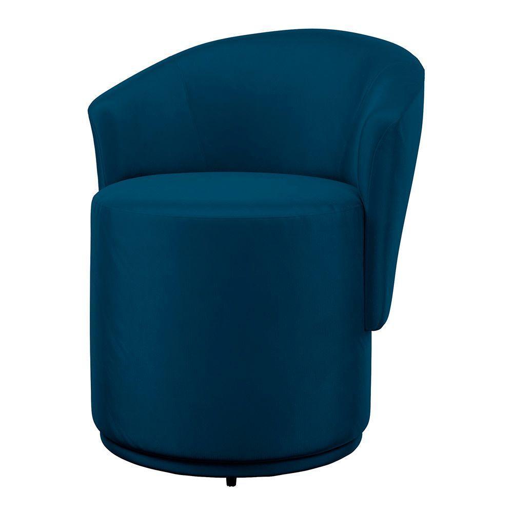 Poltrona Orgânica Living Mavi Fixa Veludo Azul Marinho - Desk Design - 8