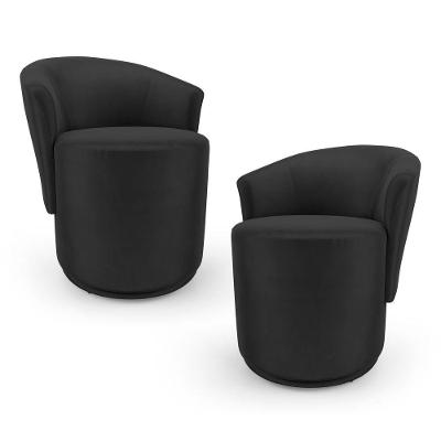 Kit 02 Poltronas Orgânicas Living Mavi Fixa Veludo Preto - Desk Design