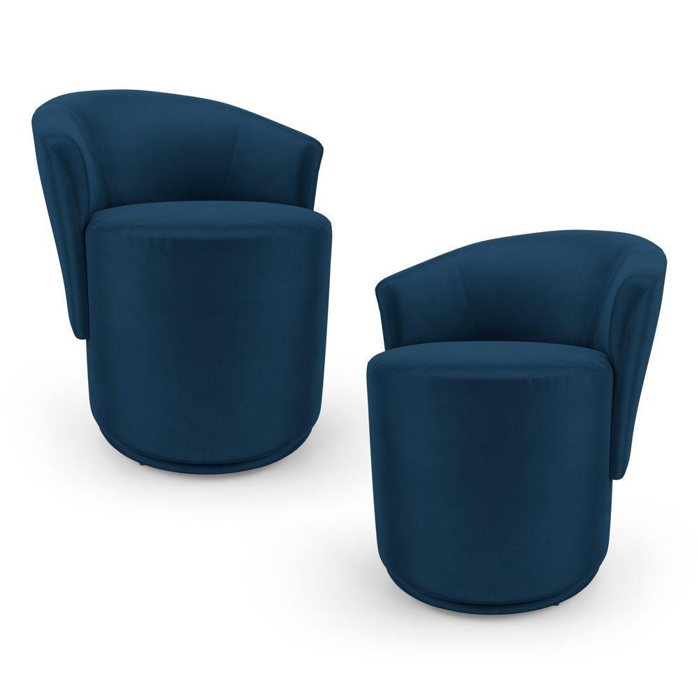 Kit 02 Poltronas Orgânicas Living Mavi Fixa Veludo Azul Marinho - Desk Design - 1