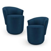 Kit 02 Poltronas Orgânicas Living Mavi Fixa Veludo Azul Marinho - Desk Design - 1