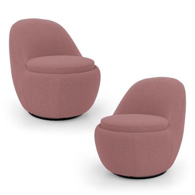 Kit 2 Poltronas Orgânicas Living Memphis Giratória Bouclê Rosê Desk Design
