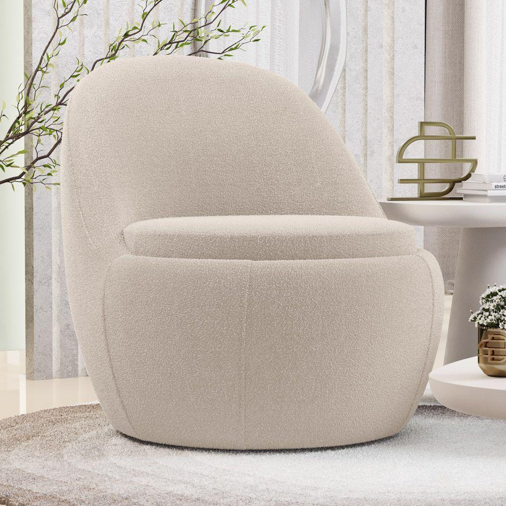 Kit 02 Poltronas Orgânicas Living Memphis Fixa Bouclê Bege - Desk Design - 2