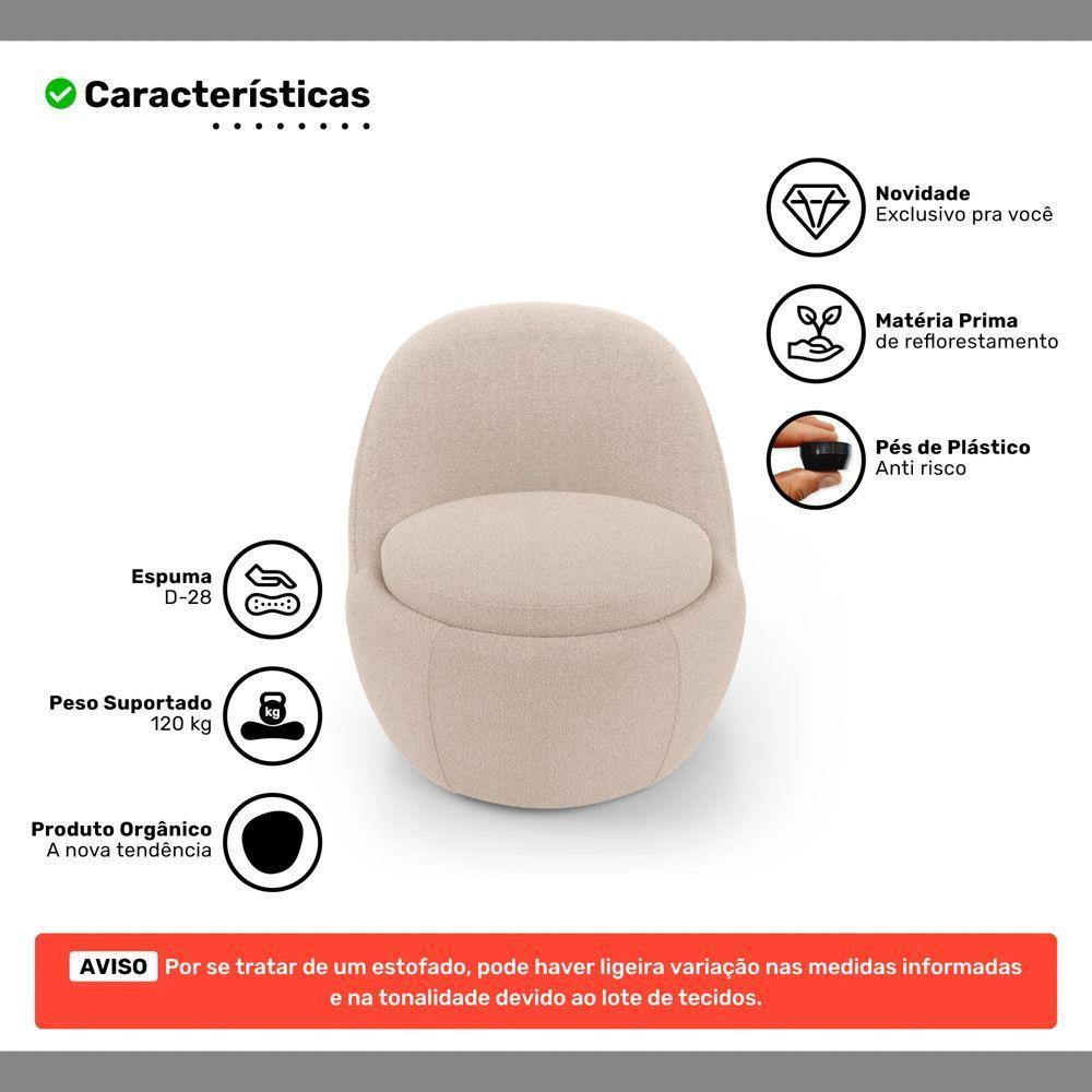 Kit 02 Poltronas Orgânicas Living Memphis Fixa Bouclê Bege - Desk Design - 3