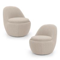 Kit 02 Poltronas Orgânicas Living Memphis Fixa Bouclê Bege - Desk Design - 1