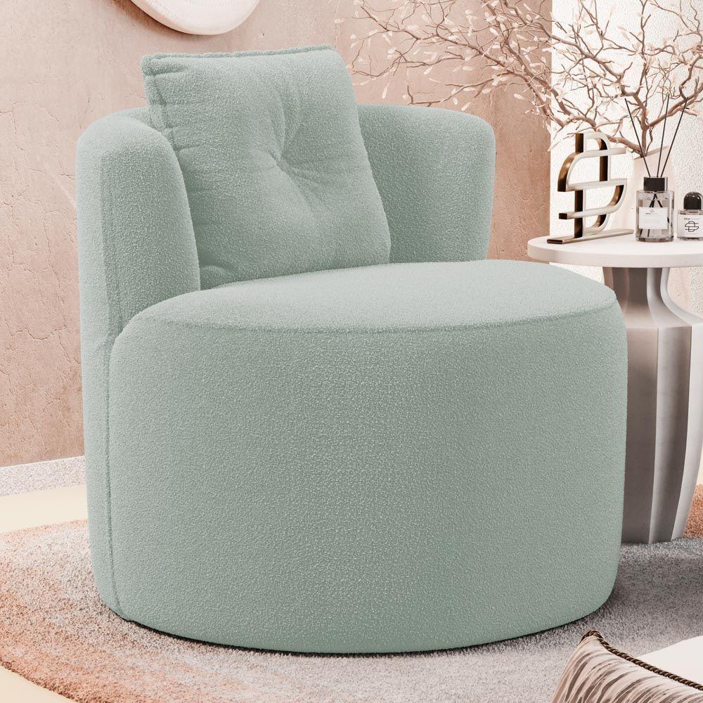 Poltrona Orgânica Living Bob Com 01 Almofada Bouclê Verde Menta - Desk Design - 2