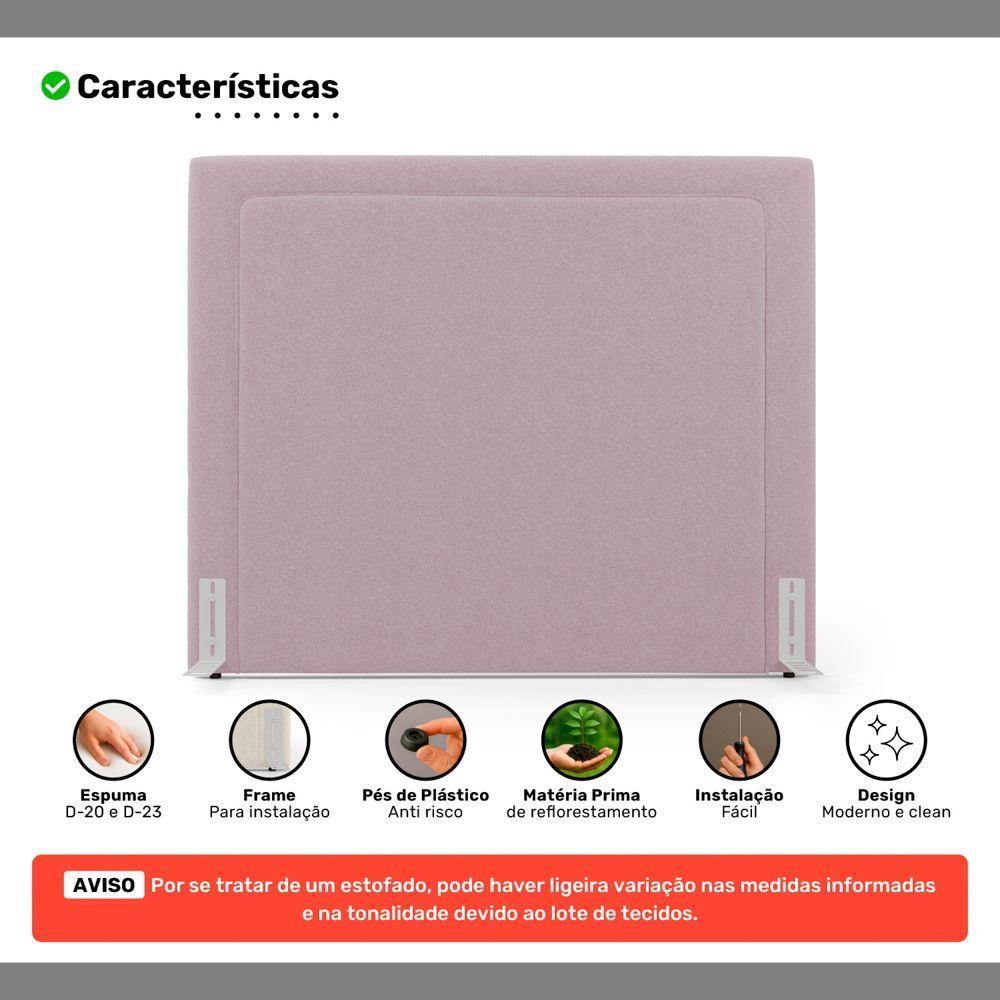 Cabeceira Cama Box King Size Alba 195cm Com Frame Bouclé Rosé - Desk Design - 3