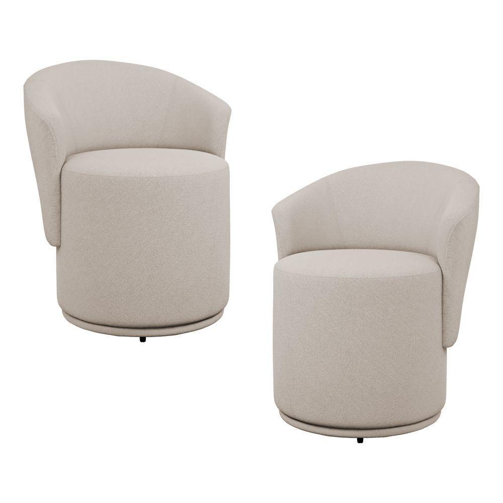 Kit 02 Poltronas Orgânicas Living Mavi Fixa Bouclê Bege - Desk Design - 1