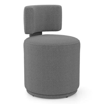 Puff Decorativo Orgânico Living Melis Minimalista Bouclê Cinza Escuro - Desk Design