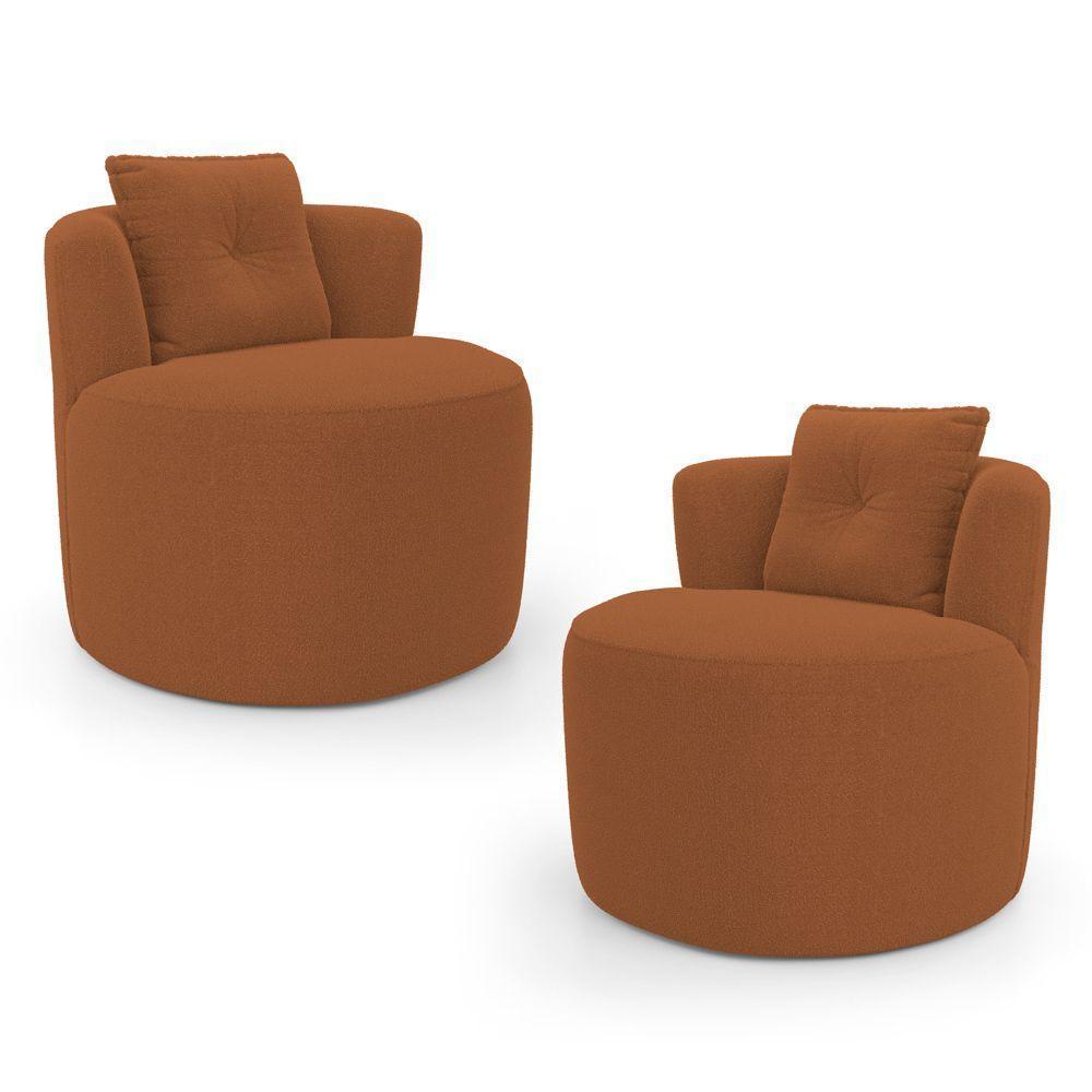 Kit 02 Poltronas Orgânicas Living Bob Com 01 Almofada Bouclê Terracota - Desk Design - 1