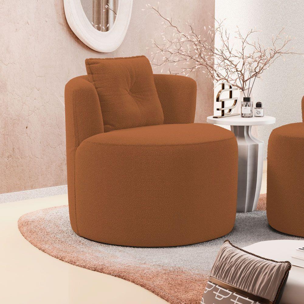 Kit 02 Poltronas Orgânicas Living Bob Com 01 Almofada Bouclê Terracota - Desk Design - 8