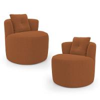 Kit 02 Poltronas Orgânicas Living Bob Com 01 Almofada Bouclê Terracota - Desk Design - 1