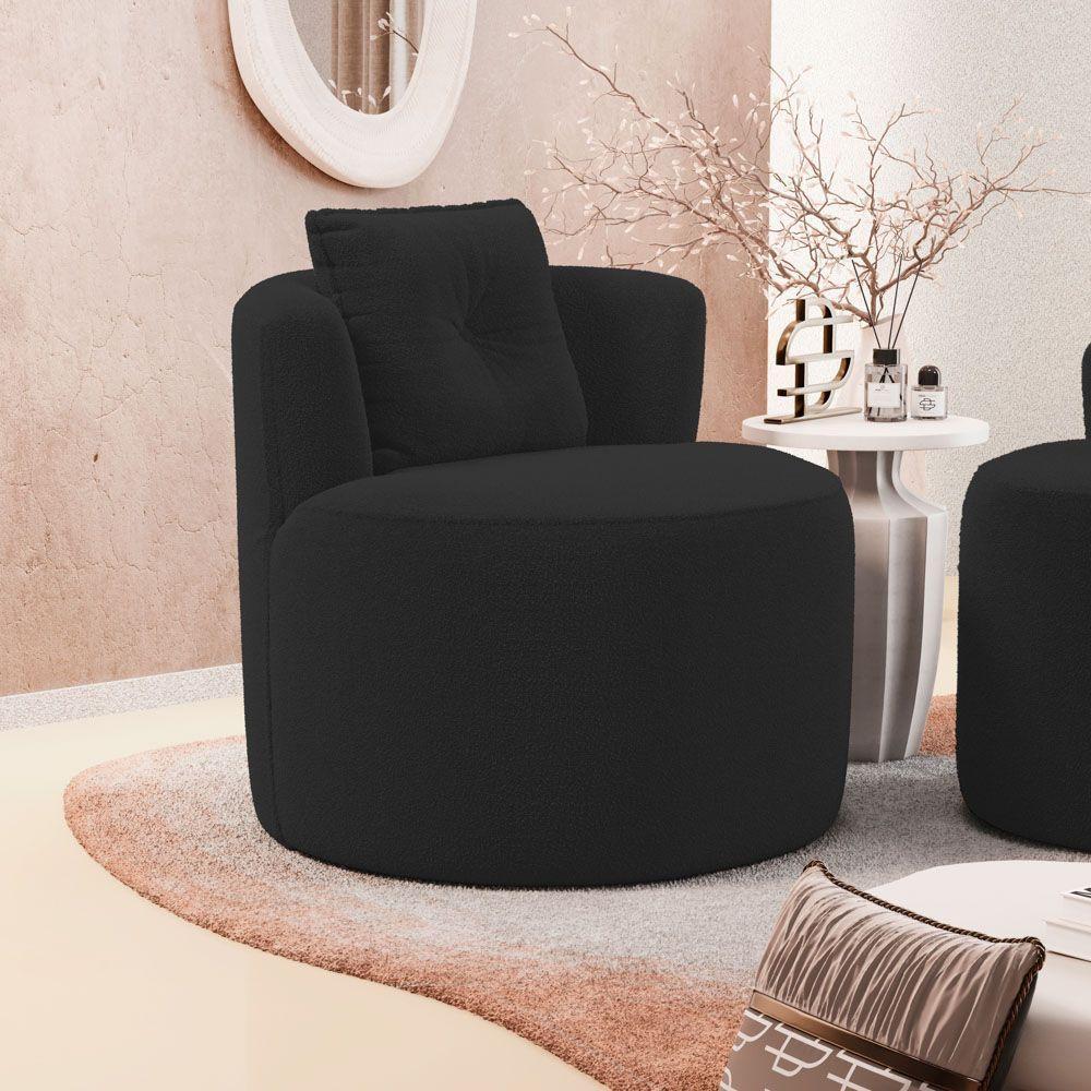 Kit 02 Poltronas Orgânicas Living Bob Com 01 Almofada Bouclê Preto - Desk Design - 8