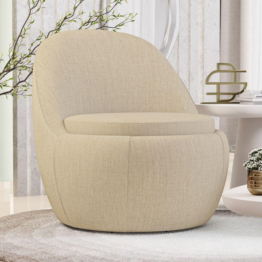 Kit 02 Poltronas Orgânicas Living Memphis Fixa Linho Bege - Desk Design - 2