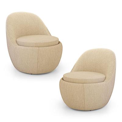 Kit 02 Poltronas Orgânicas Living Memphis Fixa Linho Bege - Desk Design