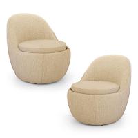 Kit 02 Poltronas Orgânicas Living Memphis Fixa Linho Bege - Desk Design - 1