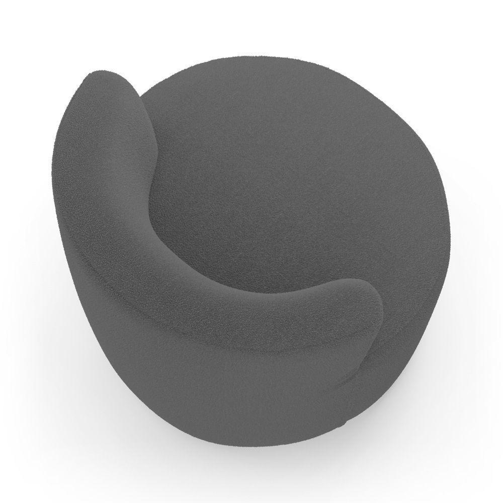 Poltrona Orgânica Living Bob Com 01 Almofada Bouclê Cinza Escuro - Desk Design - 5