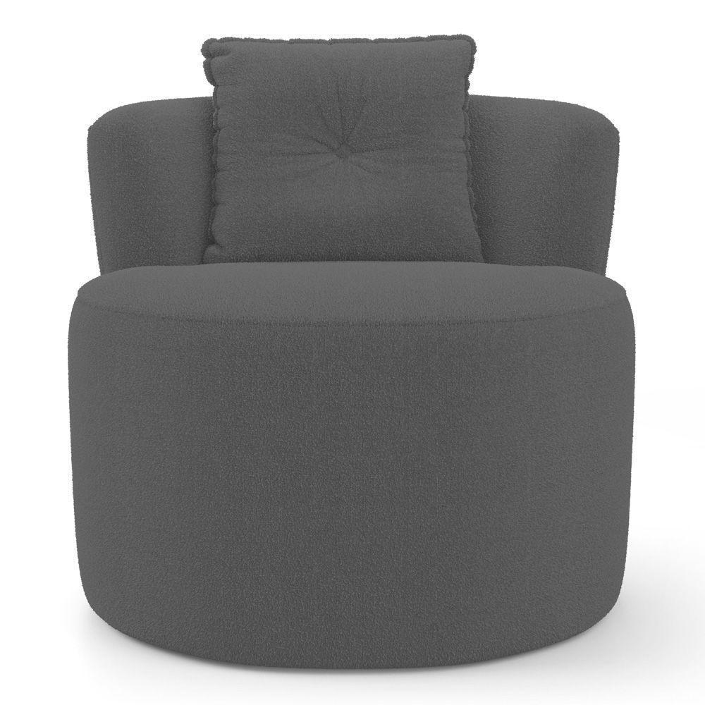 Poltrona Orgânica Living Bob Com 01 Almofada Bouclê Cinza Escuro - Desk Design - 6