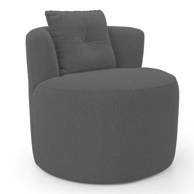 Poltrona Orgânica Living Bob Com Almofada Bouclê Cinza Desk Design