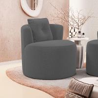 Poltrona Orgânica Living Bob Com 01 Almofada Bouclê Cinza Escuro - Desk Design - 7