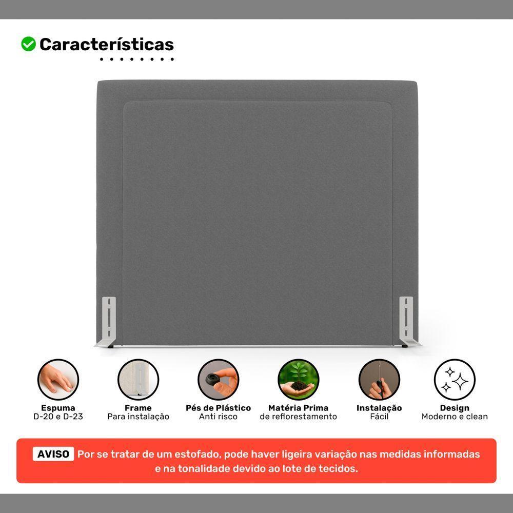 Cabeceira Cama Box Queen Size Alba 160cm Com Frame Bouclé Cinza Escuro - Desk Design - 3