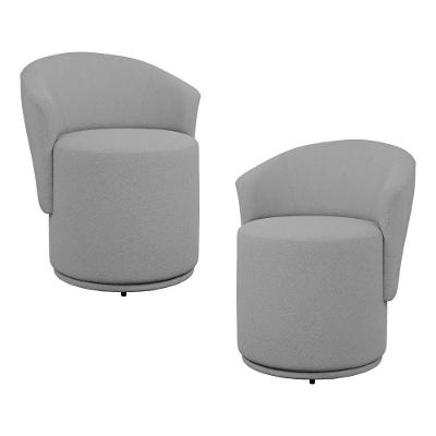 Kit 02 Poltronas Orgânicas Mavi Decorativas Bouclê Cinza Desk Design