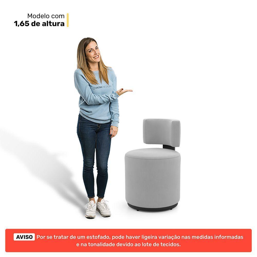 Puff Decorativo Orgânico Living Melis Veludo Cinza Claro Sintético Preto - Desk Design - 5