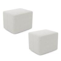 Kit 02 Puffs Decorativos Living Yumi Retangular 60cm Bouclê Off White - Desk Design - 1