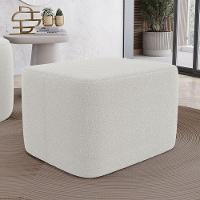 Kit 02 Puffs Decorativos Living Yumi Retangular 60cm Bouclê Off White - Desk Design - 2