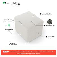 Kit 02 Puffs Decorativos Living Yumi Retangular 60cm Bouclê Off White - Desk Design - 3
