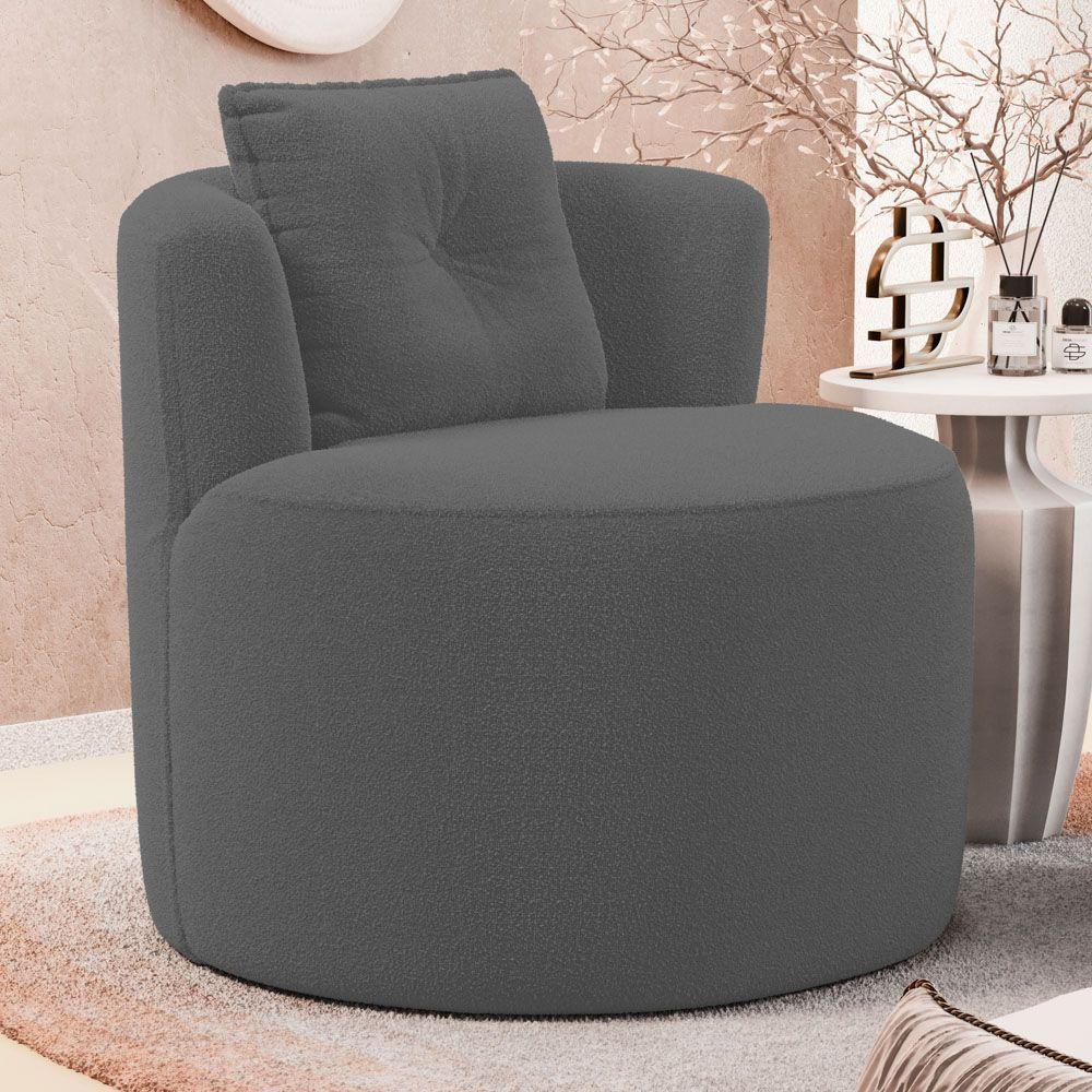 Kit 02 Poltronas Orgânicas Living Bob Com 01 Almofada Bouclê Cinza Escuro - Desk Design - 2