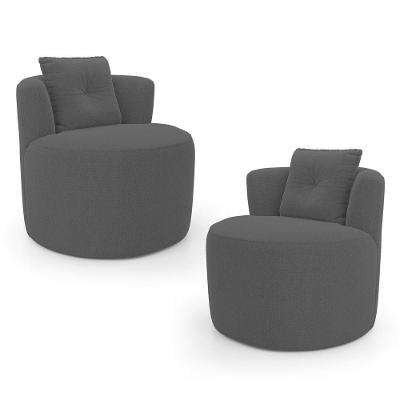 Kit 02 Poltronas Orgânicas Living Bob Com 01 Almofada Bouclê Cinza Escuro - Desk Design