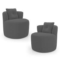 Kit 02 Poltronas Orgânicas Living Bob Com 01 Almofada Bouclê Cinza Escuro - Desk Design - 1