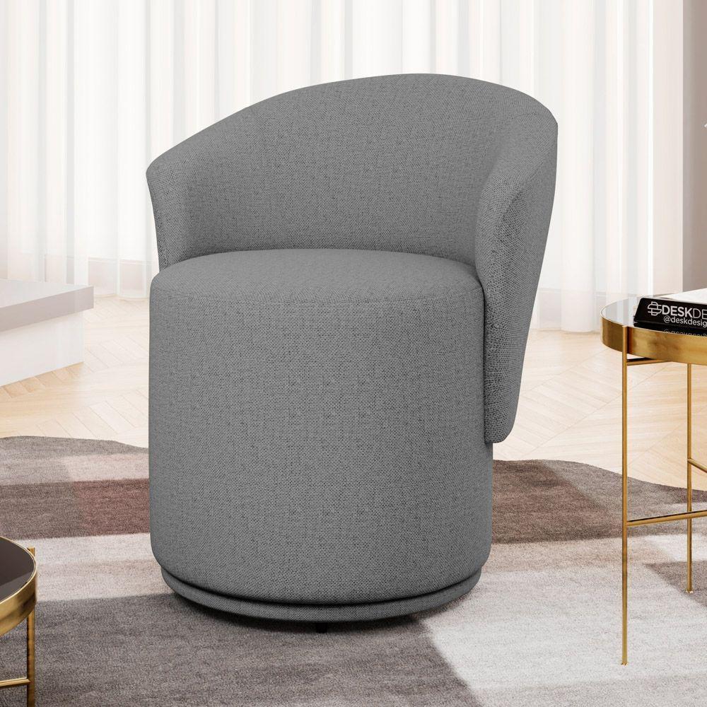 Poltrona Orgânica Living Mavi Fixa Linho Cinza Escuro - Desk Design - 2