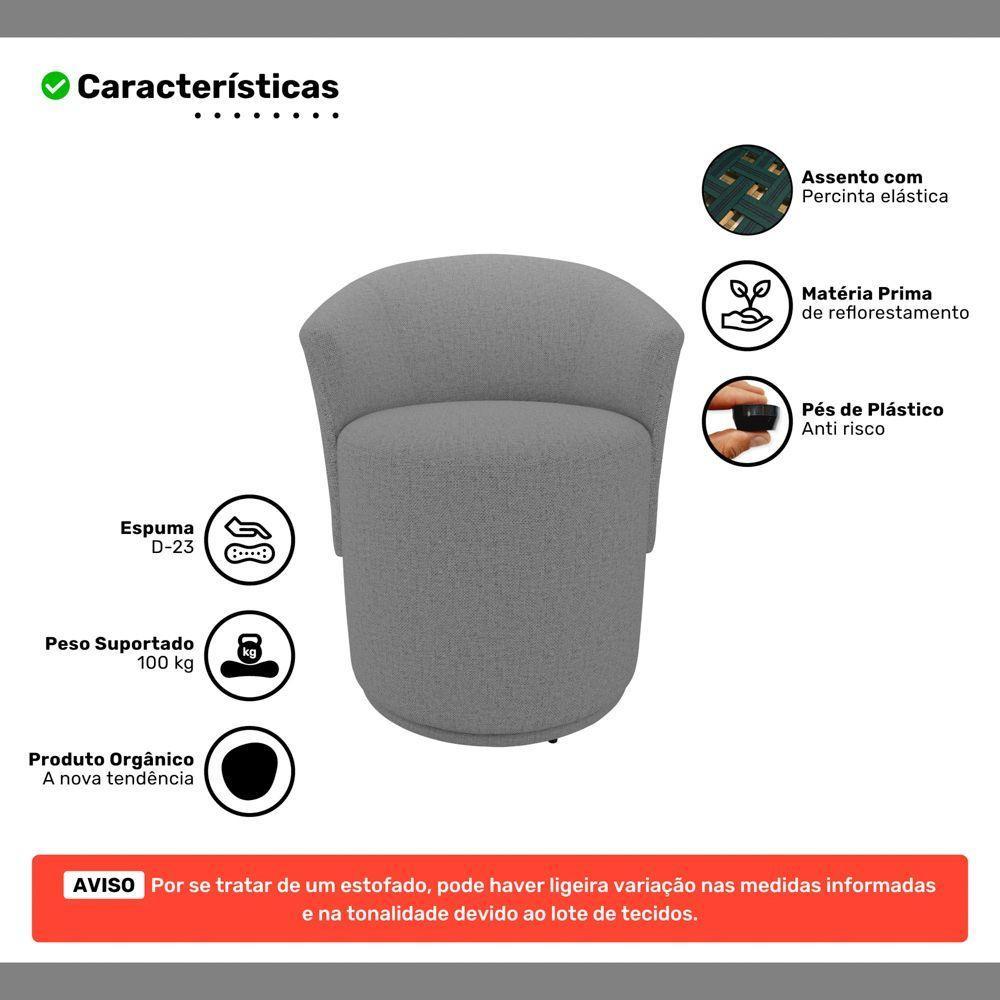 Kit 02 Poltronas Orgânicas Living Mavi Fixa Linho Cinza Escuro - Desk Design - 3