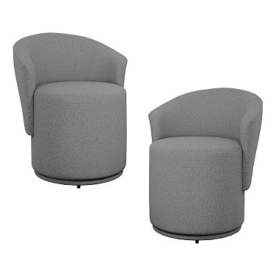 Kit 02 Poltronas Orgânicas Living Mavi Fixa Linho Cinza Escuro - Desk Design