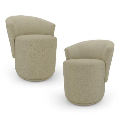 Kit 02 Poltronas Orgânicas Living Mavi Fixa Linho Bege - Desk Design