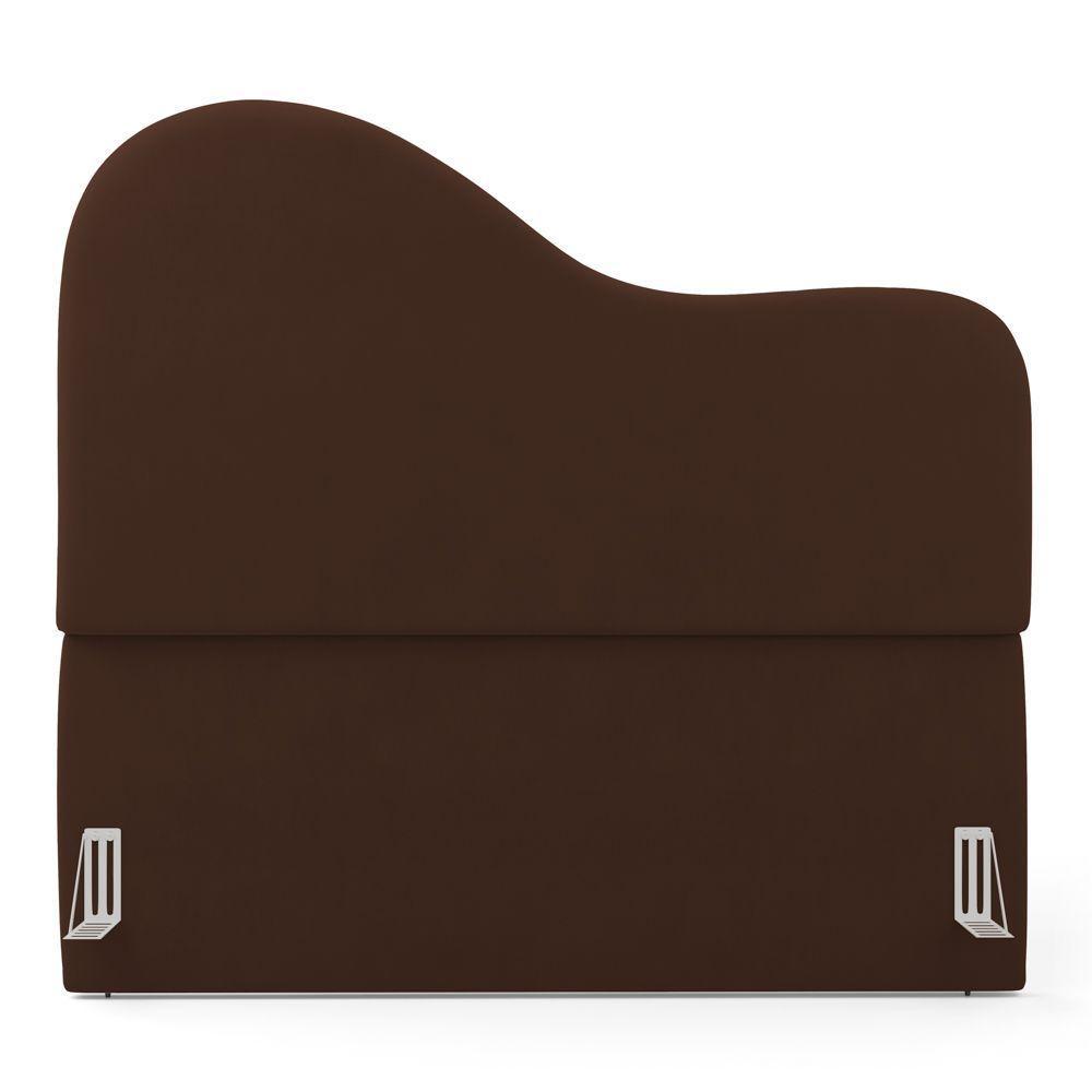 Cabeceira Orgânica Cama Box Casal Padrão Sea 140cm Com Frame Suede Marrom - Desk Design - 5