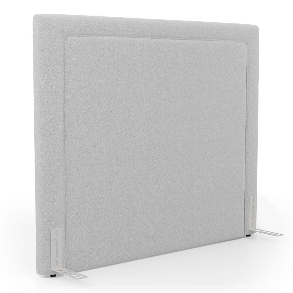 Cabeceira Cama Box King Size Alba 195cm Com Frame Bouclé Cinza Claro - Desk Design - 1