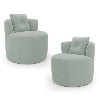 Kit 02 Poltronas Orgânicas Living Bob Com 01 Almofada Bouclê Verde Menta - Desk Design