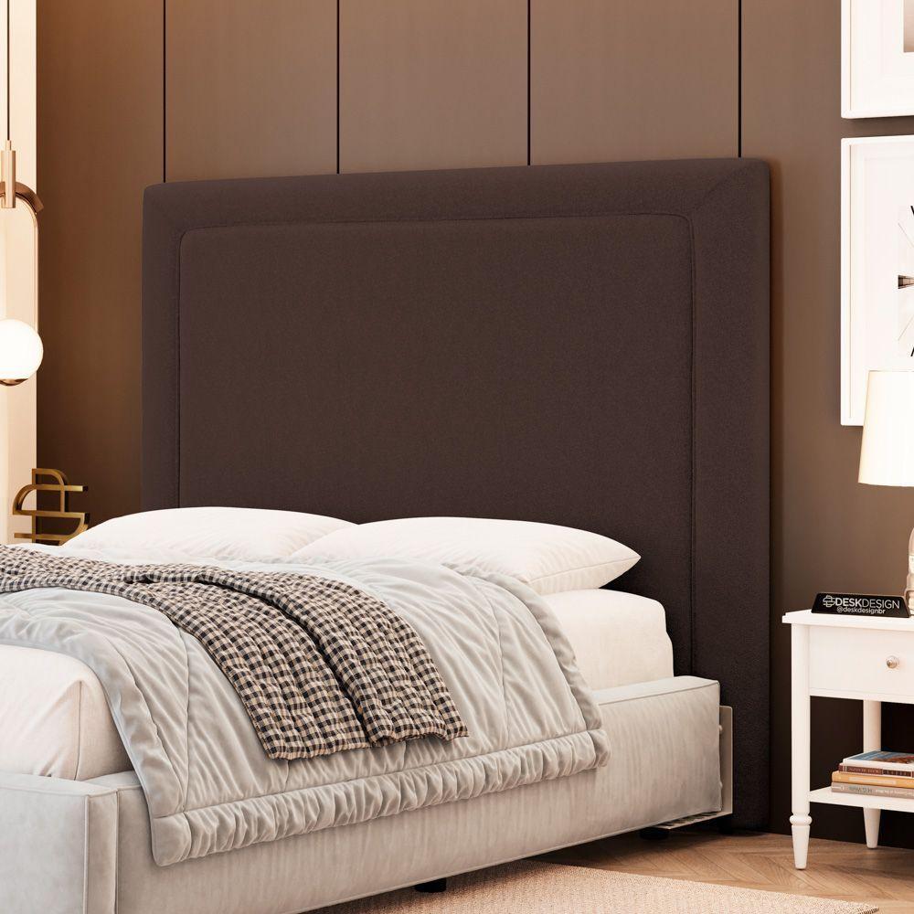 Cabeceira Cama Box Casal Padrão Alba 140cm Com Frame Bouclé Marrom - Desk Design - 2