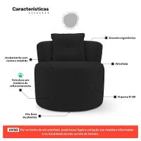Poltrona Orgânica Living Bob Com 01 Almofada Bouclê Preto - Desk Design - 3
