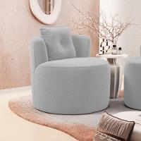 Poltrona Orgânica Living Bob Com 01 Almofada Bouclê Cinza Claro - Desk Design - 7