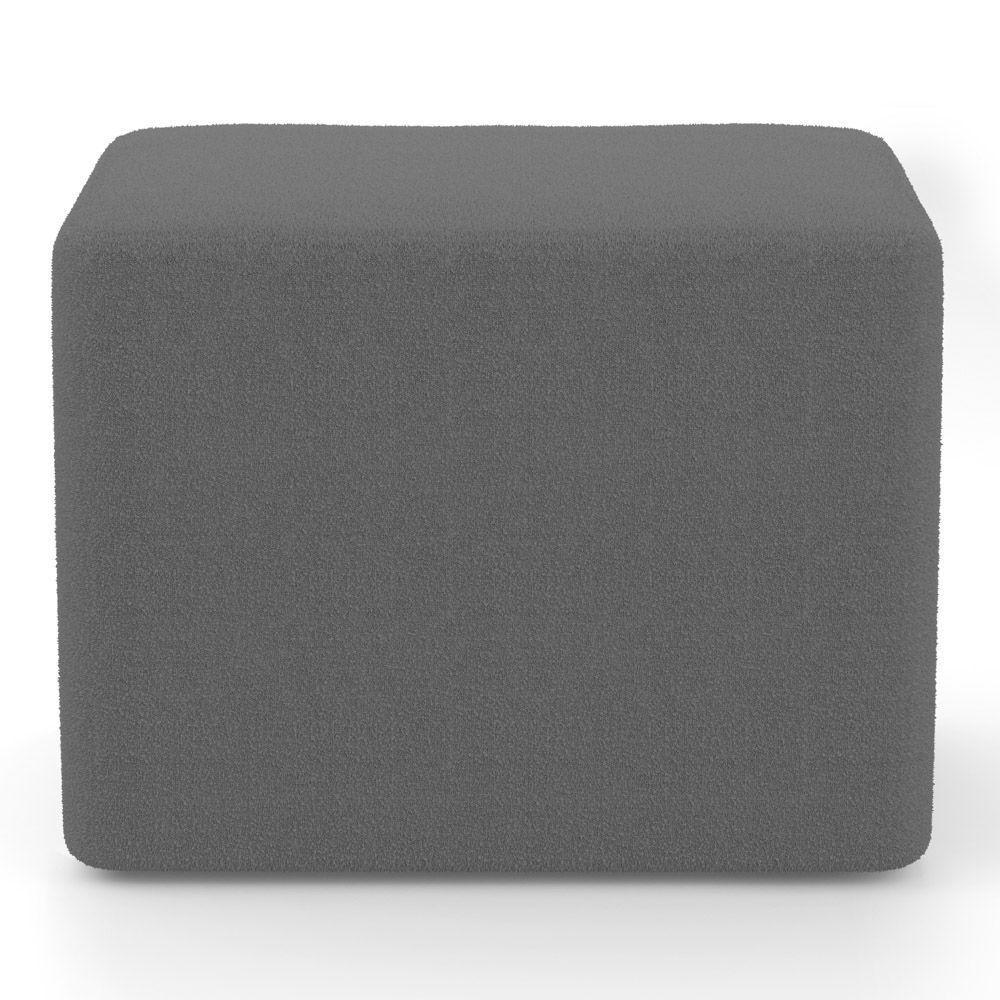 Kit 02 Puffs Decorativos Living Yumi Retangular 60cm Bouclê Cinza Escuro - Desk Design - 5