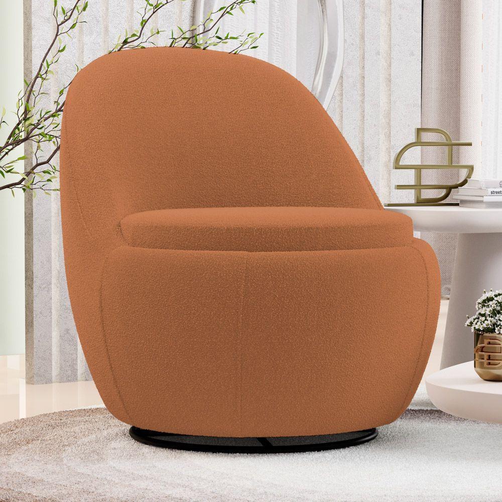 Poltrona Orgânica Living Memphis Base Giratória Bouclê Terracota - Desk Design - 2