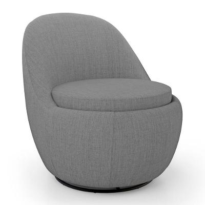 Poltrona Orgânica Living Memphis Giratória Linho Cinza Desk Design