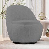 Poltrona Orgânica Living Memphis Base Giratória Linho Cinza Escuro - Desk Design - 2